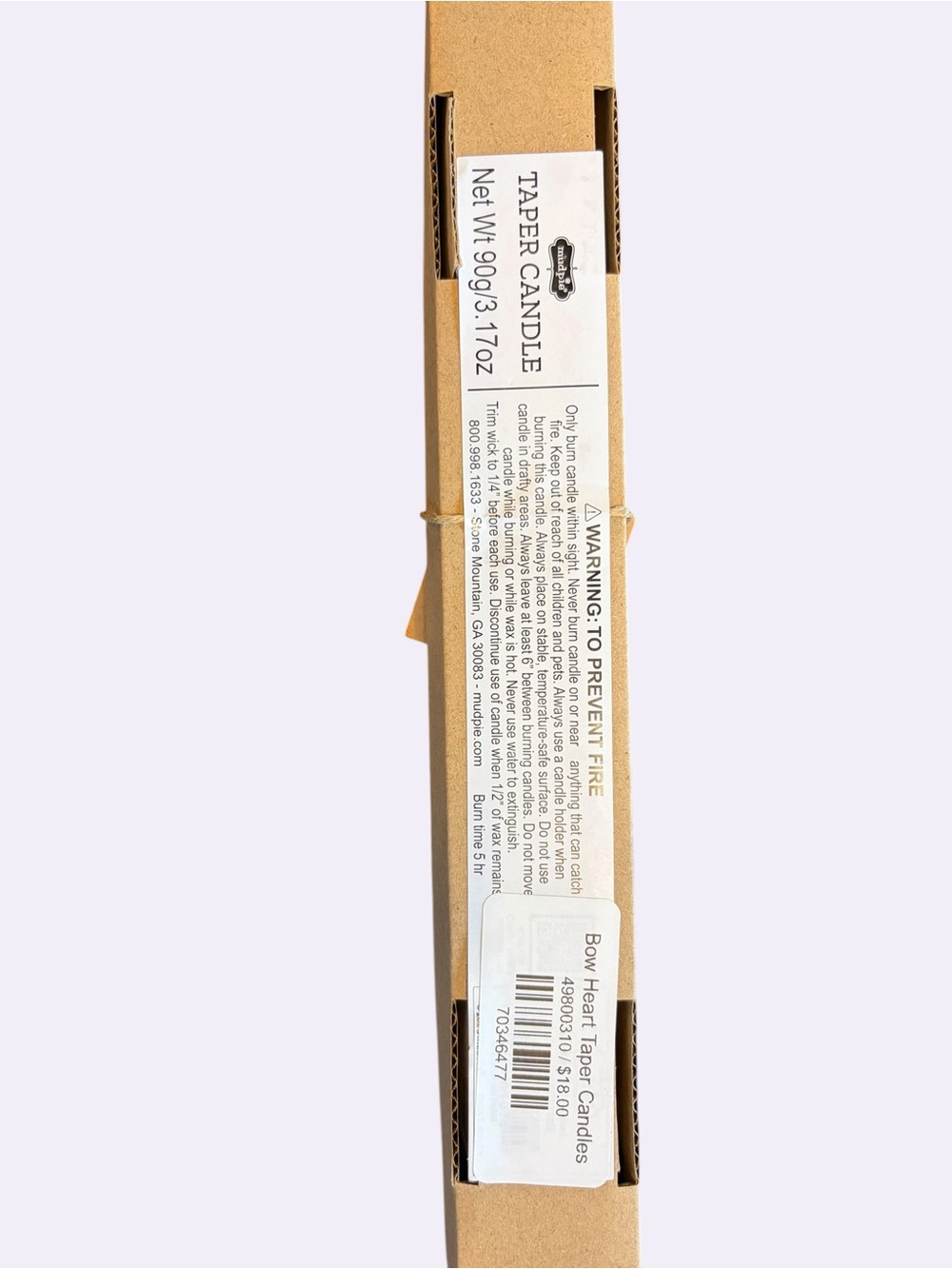 Pair Pink Heart Taper Candles — NWT — Mud Pie - Picture 2 of 2